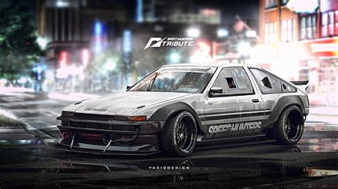 3840x2160px | free download | HD wallpaper: Initial D, car, concept art, Toyota AE86, purple ...