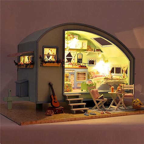 Cuteroom DIY Wooden Dollhouse Miniature Kit Doll house LED+Music+Voice Control Sale - Banggood.com