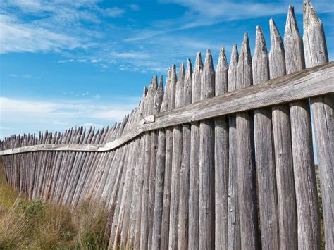 Old Wooden Fort Wall Against Blue Sky Stock Photo - Image of palisade, dramatic: 46102148