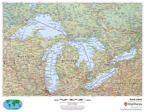 5 Great Lakes Usa Map – Topographic Map of Usa with States