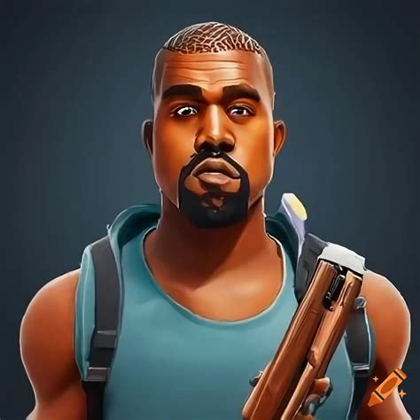 Kanye west as fortnite skin with a pump shotgun on Craiyon