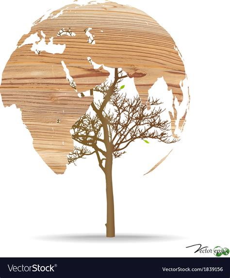 Tree shaped world map Royalty Free Vector Image