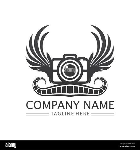 photography camera logo icon vector design template isolated on black background Stock Vector ...