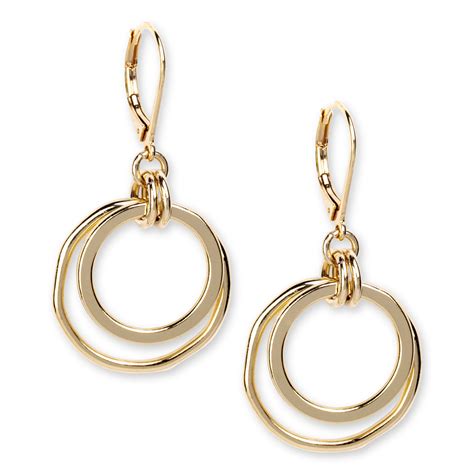 Anne klein Earrings, Gold-tone Orbital Fish Hook Earrings in Metallic | Lyst