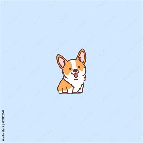 Cute corgi puppy cartoon icon, vector illustration Stock Vector | Adobe Stock