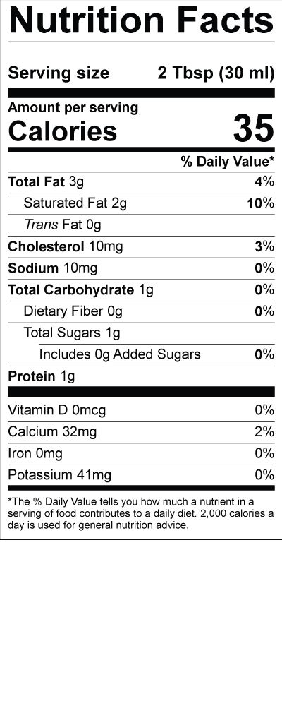 Nutrition Label For Half And Half - Nutrition Pics