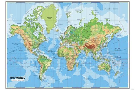 World Map With Bodies Of Water - United States Map