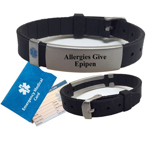 Pre-engraved Advisor Slim ALLERGIES GIVE EPIPEN Medical Alert Bracelet ...