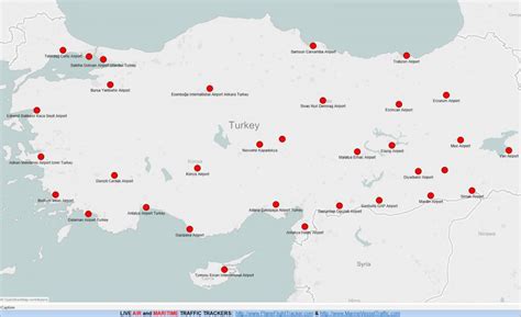 Airports in Turkey map - Map of Turkey airports (Western Asia - Asia)