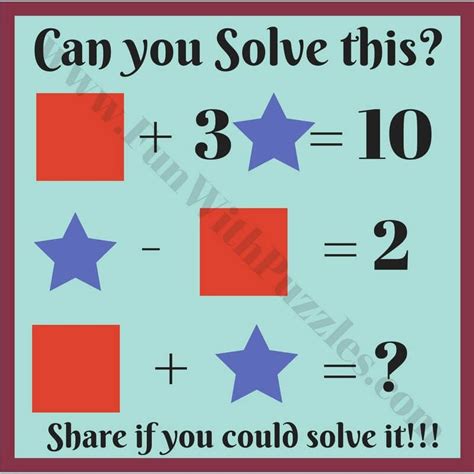 In these kids math equation riddles, two equations are given which you has to solve for the two ...