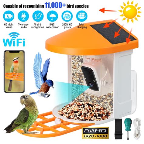 Solar WiFi Smart Bird Feeder With Camera, AI Identify Bird Species, Auto Capture Bird & Motion ...