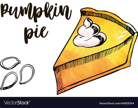 Slice of pumpkin pie sketch Royalty Free Vector Image