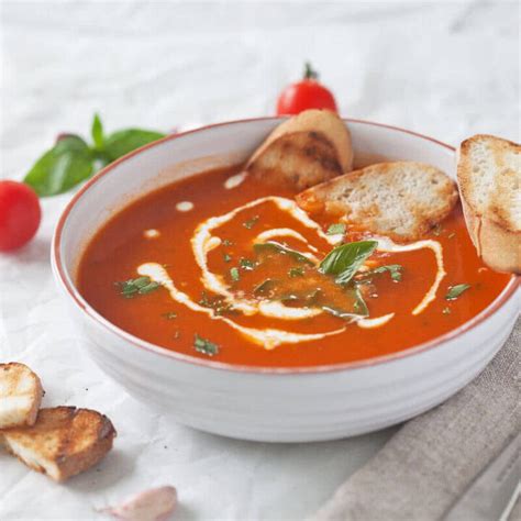 Tomato Soup from Fresh Ripe Tomatoes - Vibrant plate