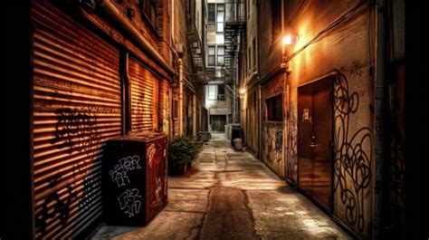 Dark Alley With Graffiti In It Background, Chicago Back Alley, Hd Photography Photo, Light ...