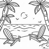Tropical Beach Scene Coloring Page 3050 2426 sketch template
