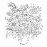 Bouquet flowers coloring Page – Coloring Corner sketch template