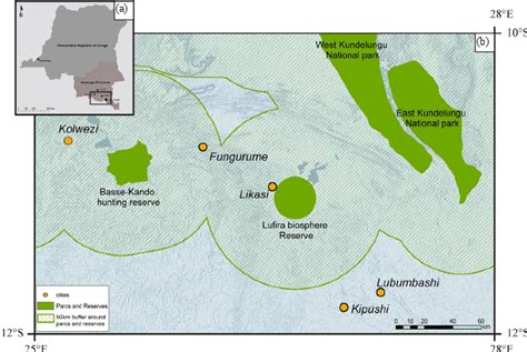 (a) Overview of the Katanga Province and major cities located in ...