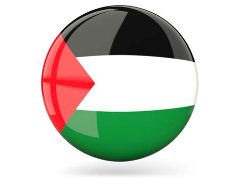 Glossy round icon. Illustration of flag of Palestinian territories