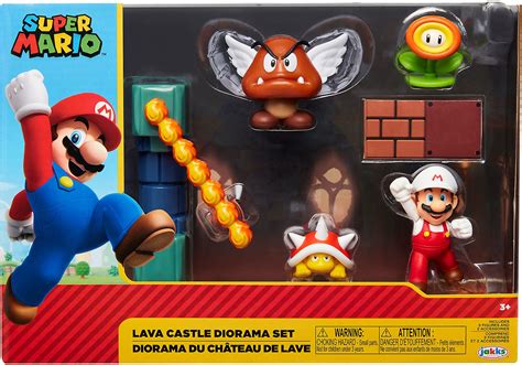 Buy NintendoSuper Mario Lava Castle 2.5" Figure Diorama Play Set, Includes: Fire Mario, Spiny ...