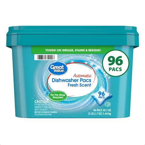 Great Value Automatic Dishwasher Detergent Pods, Base Clean, Fresh ...