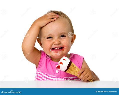 Baby eating ice cream stock photo. Image of female, child - 33968390