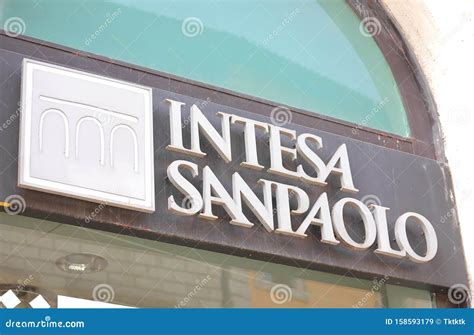 Intesa Sanpaolo bank Italy editorial stock image. Image of money ...