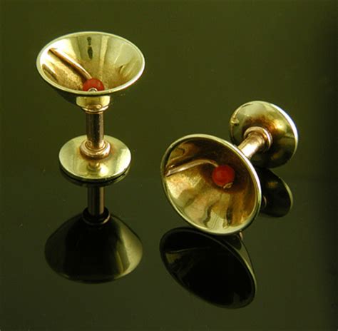 Art Deco Cocktail Glass Cufflinks - Antique Cufflink Gallery