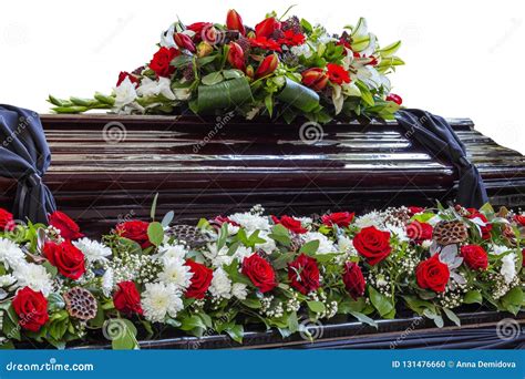 Beautifully Decorated Flowers Coffin Stock Photo - Image of green, closeup: 131476660