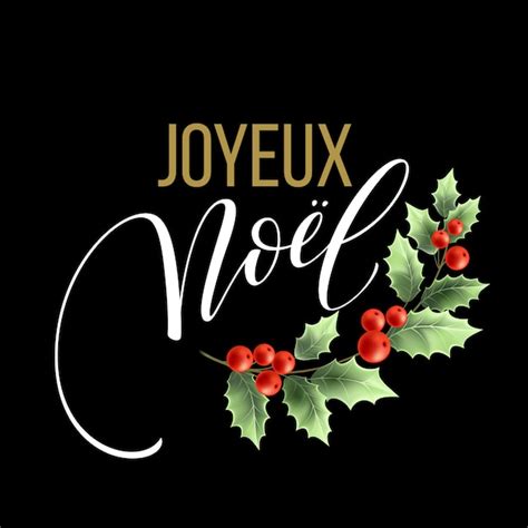 Premium Vector | Merry Christmas card template with greetings in french language. Joyeux noel