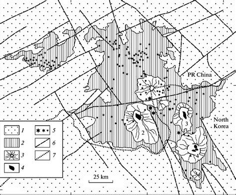 The map of the Changbaishan volcanic area created on the basis of ...