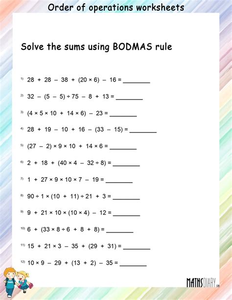 Order of Operations Math Worksheets