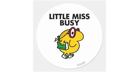 Little Miss Busy | Reading Time Classic Round Sticker | Zazzle