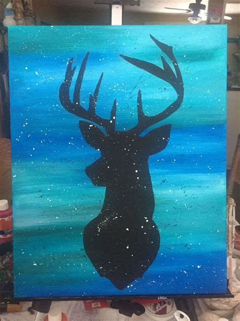 Deer silhouette on blue background with splatter. I did it!! | Simple ...