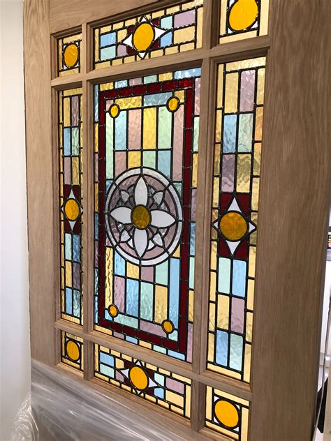 Internal stained glass downham oak door | geleta-doors