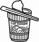Premium Vector  Cup Of Instant noodles With chopsticks In Black And sketch template