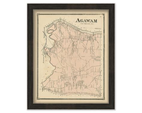 AGAWAM, Massachusetts 1870 Map - Replica or Genuine ORIGINAL