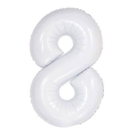 Number 8 White Foil Balloon 86cm - Party Savers