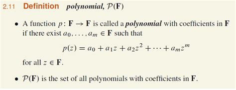 Definition of Polynomials in Linear Algebra Done Right - Mathematics ...