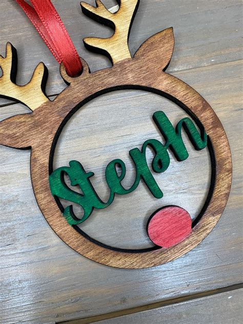 Personalized Reindeer Ornament 3D Laser Cut Wood Buy 3 Get 1 | Etsy