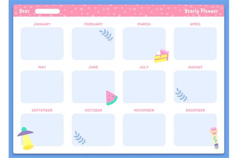 Yearly planner template. Organizer year calendar, business schedule By ...