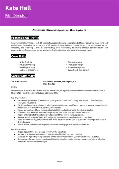 Film Director resume example & guide [Get hired]