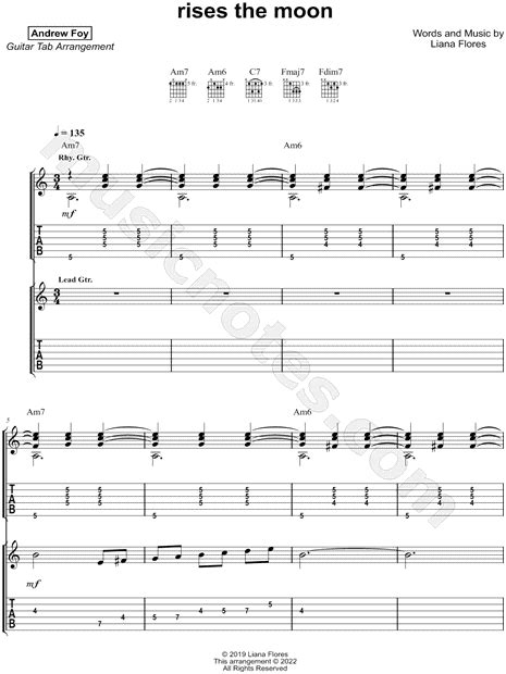 Andrew Foy "rises the moon" Guitar Tab in A Minor - Download & Print - SKU: MN0263805