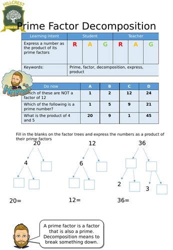 Prime Factor Decomposition Worksheet | Teaching Resources