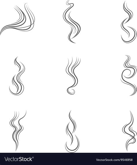 Smoke lines set Royalty Free Vector Image - VectorStock