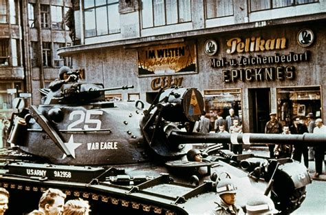 A U.S M48 named "War Eagle" stands guard at checkpoint Charlie (1961) : r/TankPorn