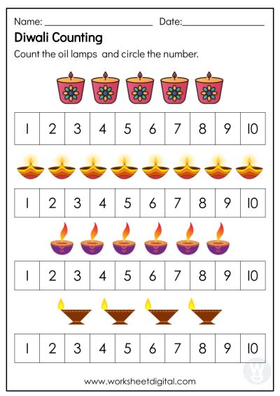 Diwali Counting - Worksheet Digital