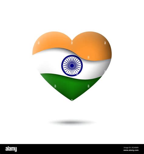 India flag icon in the shape of heart. Waving in the wind. Abstract waving flag of india. Indian ...