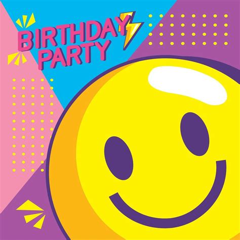 birthday party invitation with emoji 11378237 Vector Art at Vecteezy