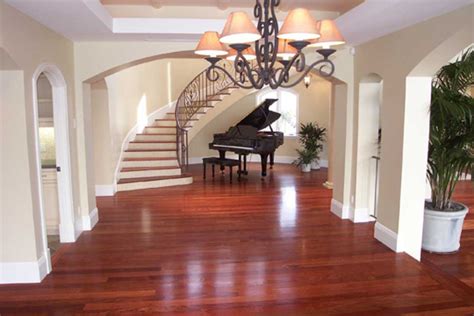 Mahogany flooring contrasted with lighter walls and ceiling Cherry ...