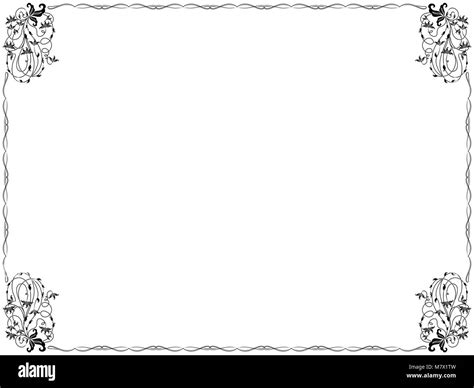 Background Frame with swirl border design elements and with various leaves and flowers in ...